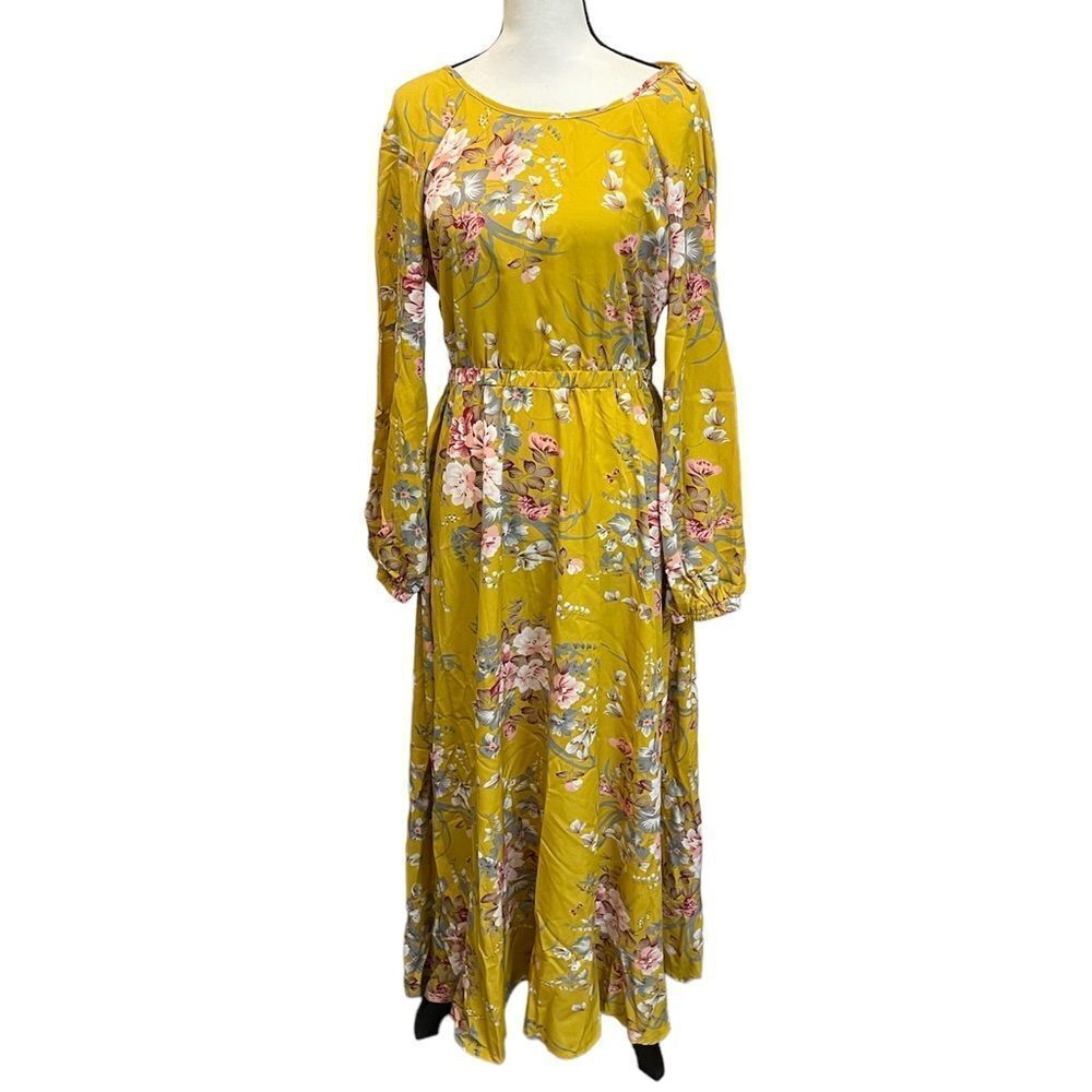 OUGES Women Boho Floral Print Long Puff Sleeve Ba… - image 6